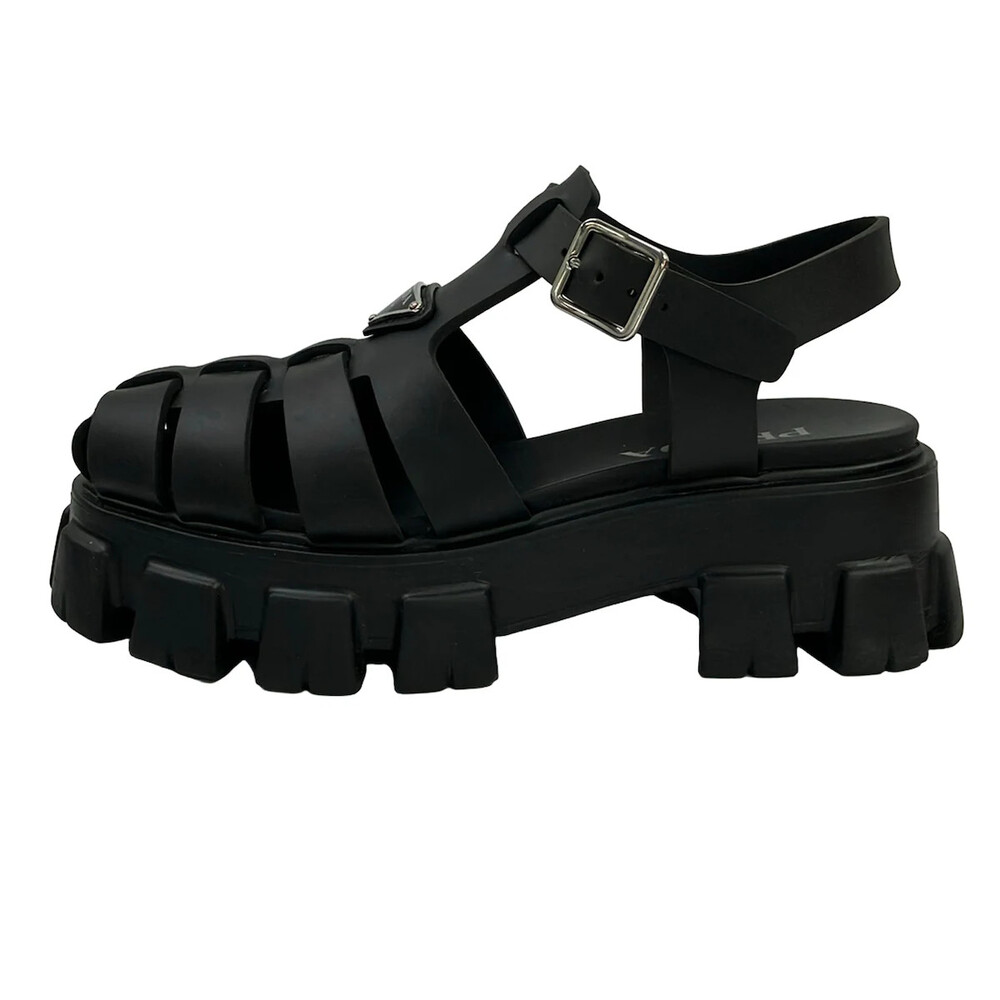 Prada Monolith Rubber Sandal Black #358021P83B